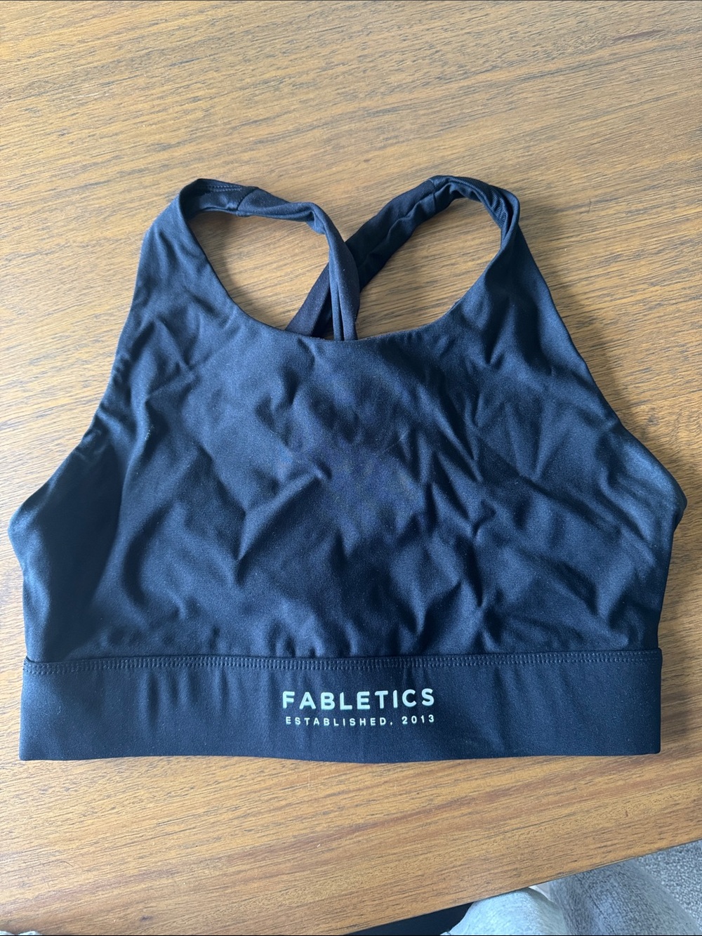 Fabletics Black High-Neck Strappy Sports Bra